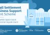 blue graphic saying Small Settlements Business Support Grant Scheme