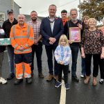 Pictured in the award-winning small village of Charlestown are Niall McShane (ABC Council), Leanne McShane (ABC Council), Deputy Lord Mayor of ABC Borough, Cllr Kyle Savage, Ruari Toman (ABC Council), Padraig Gowdey (ABC Council), with local residents Elsie Parks, Hazel Guiney, Ronnie Turkington, Robert Turkington, Diane Guiney and Amy Guiney.