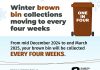 Brown Bin collections moving to One in Four weeks collections schedule.