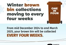 Brown Bin collections moving to One in Four weeks collections schedule.