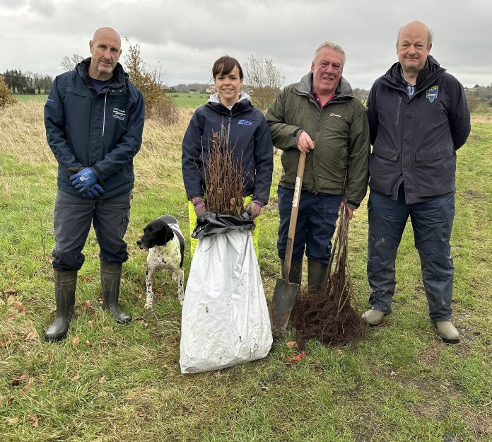 Andy Griggs (Conservation Officer, ABC Council), Judy McElroy (Sustainability and Development Manager, NIE Networks) Hugh Thompson (Conservation Projects & Activities Officer ABC Council) and Robert Shearman (Operations Leader, The Conservation Volunteers) pictured at the tree planting event at Woodside Green, Portadown.