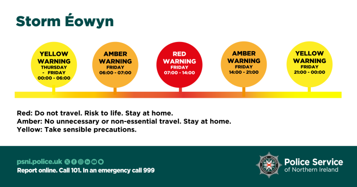 PSNI Storm Eowyn Graphic