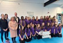 Teenage girls from local schools pictured with ABC council staff and Southern Health and Social Care Trust staff at the This Girl Moves Leadership day at Dromore Community Centre.