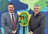 Alderman Glenn Barr and Vice Chair of the Banbridge Chamber of Commerce, Joe Quail pictured with the new Community Defibrillator located on Downshire Plaza, Banbridge.