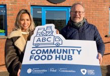 Shera McAloran, who is the founder of Karri Kitchens pictured with Chris Leach from ABC Community Food Hub.