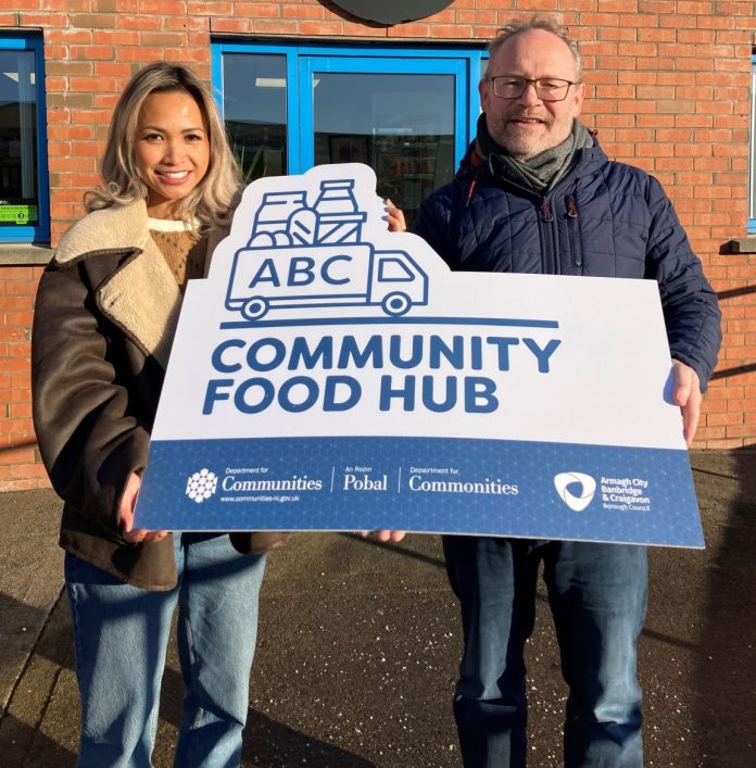 Shera McAloran, who is the founder of Karri Kitchens pictured with Chris Leach from ABC Community Food Hub.