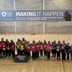 Group of ladies who took part in a walking netball competition to mark International Women's Day